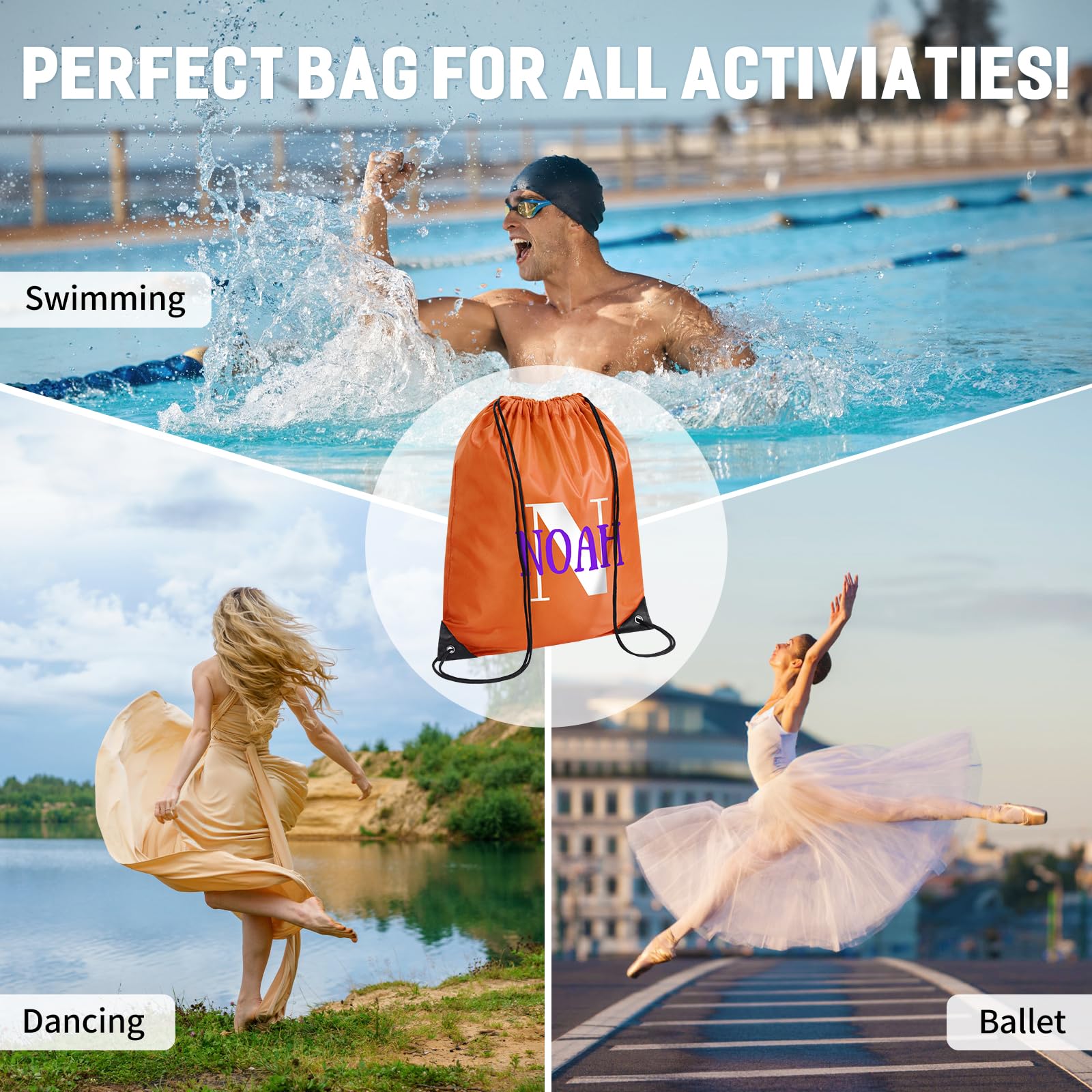 Fyore Zaini personalizzati con coulisse borsa sportiva personalizzata con coulisse con il tuo logo di testo per eventi di arrampicata in palestra
