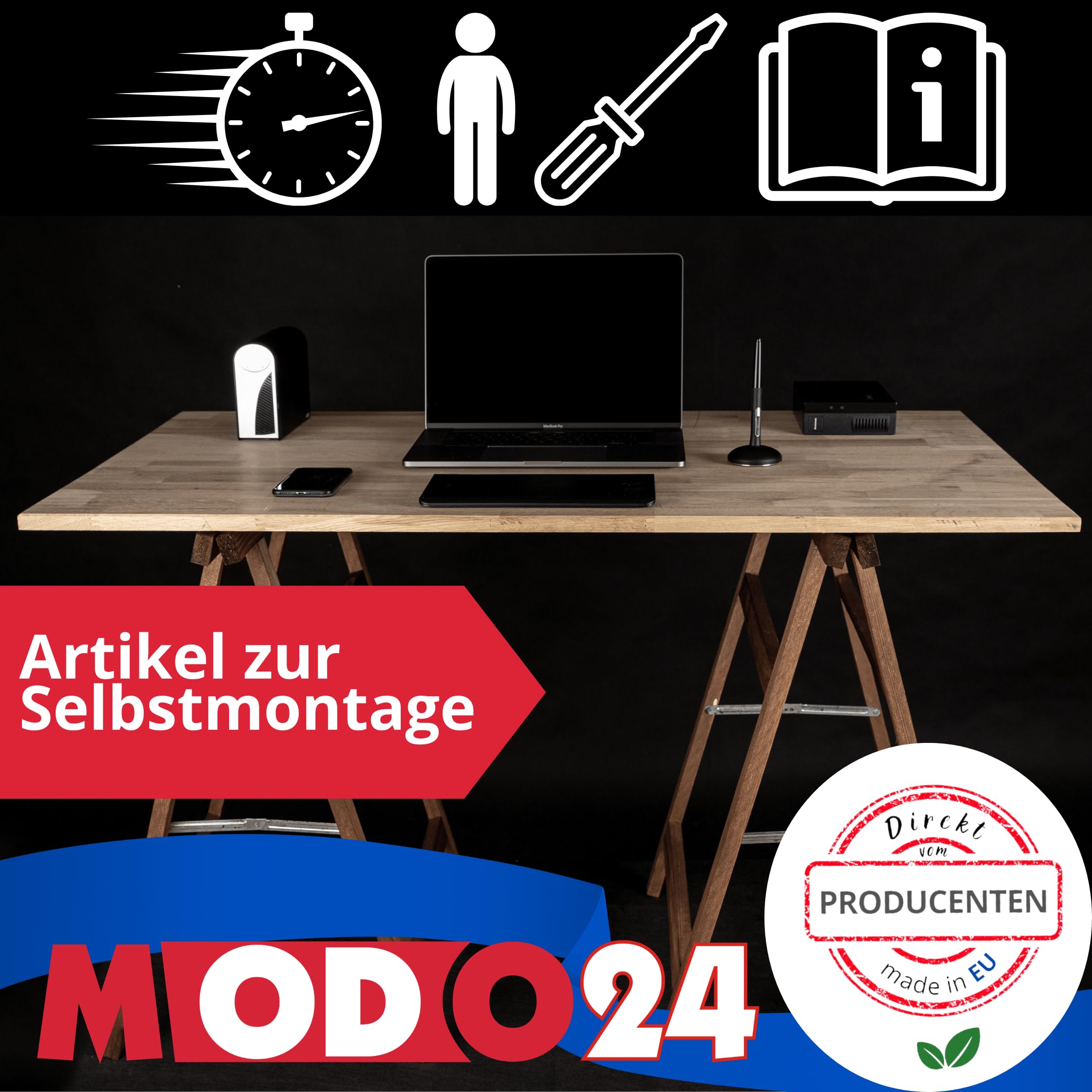 Holzbock Klappbock Arbeitsbock Tapezierbock Sägebock Montagebock Unterstellbock SDKM, 2er-SET, 73x73x44 cm, Natur unbehandelt