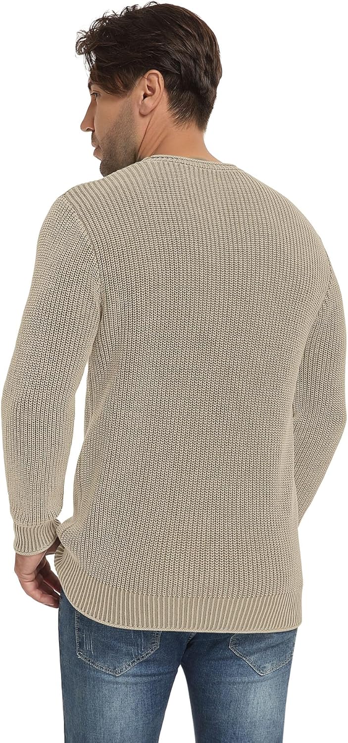 NITAGUT Men's Crewneck Sweater Soft Casual Classic Pullover Washed Knitwear Sweaters with Ribbing Edge - Image 4