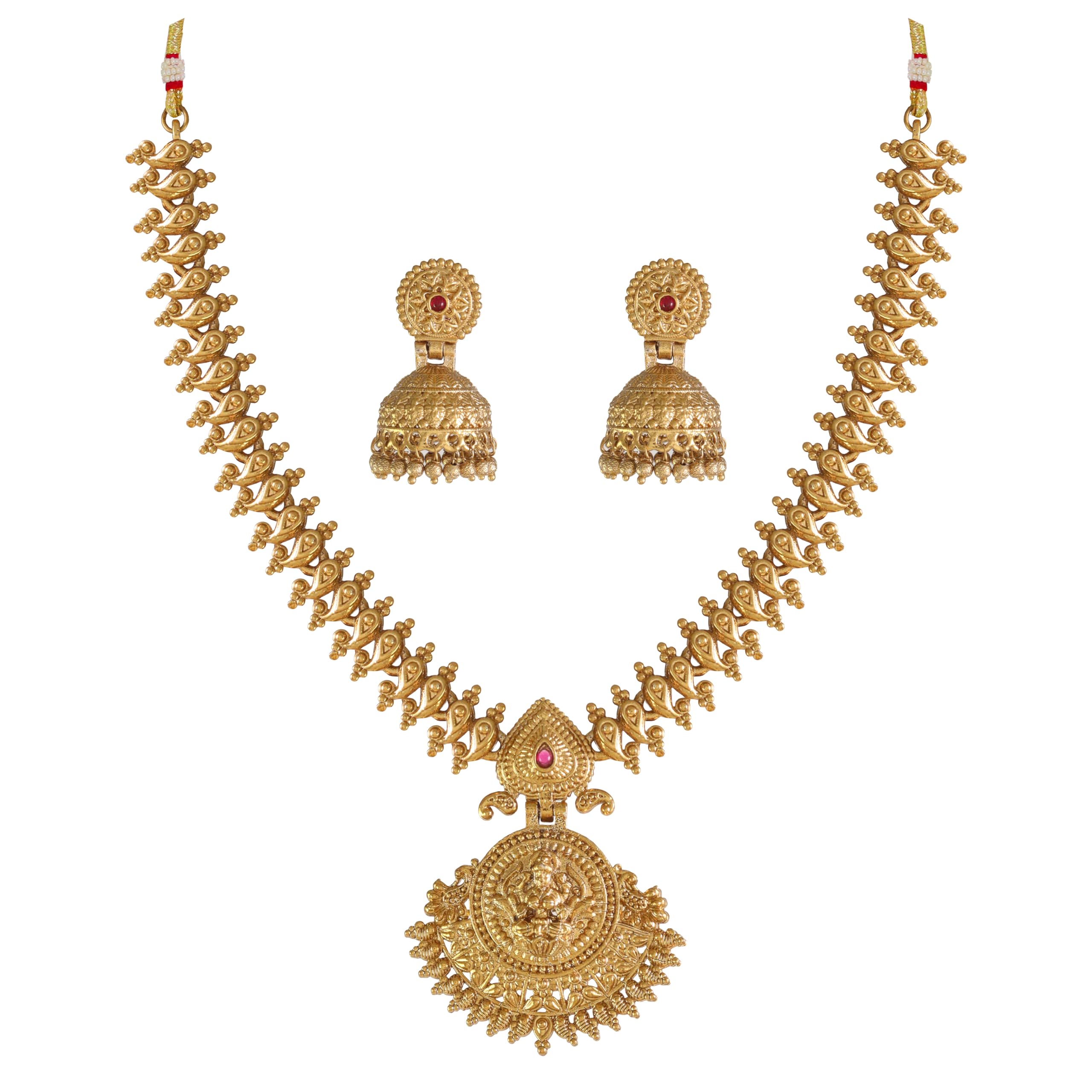 Antique Oxidised Plating Necklace With Earring For Women and Girls | Antique Temple Necklace Set for Women & Girls-image-47