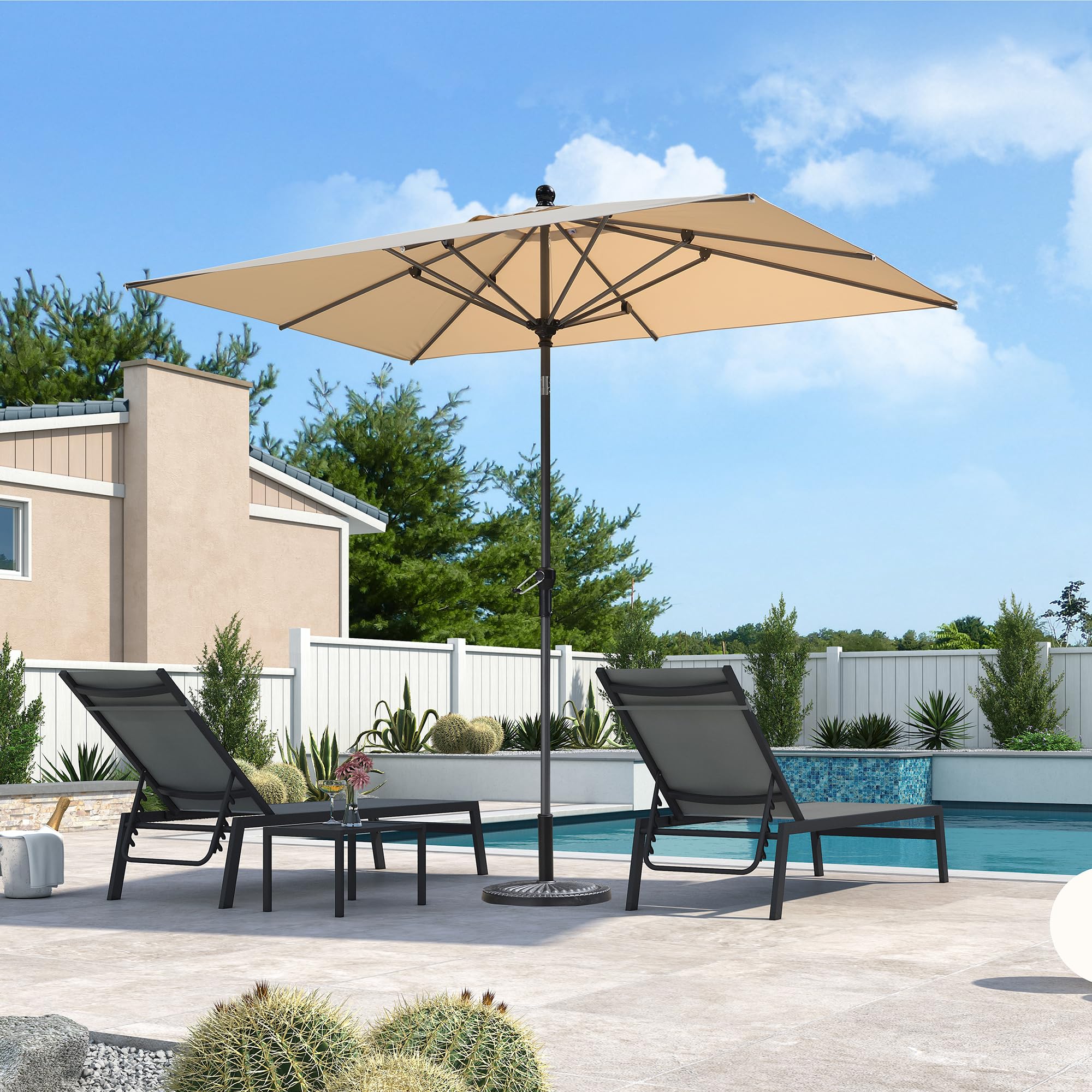 PURPLE LEAF Parasol Balcon 180 x 270 cm Rectangulaire Beige Anti-Rouille | Structure renforcée, Anti-vent, Résistant aux intempéries, Polyester 200 g/m², 8 Baleines robustes, Mât en aluminium, Jardin