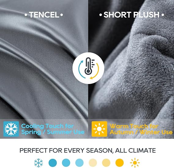 Double-Sided Weighted Blanket King Size 30lbs(88''x104'', All Season Use), Warm Short Plush and Cool Tencel Reversible Weighted Blanket, California King Size for Adults & Couple - Carry Bag Included