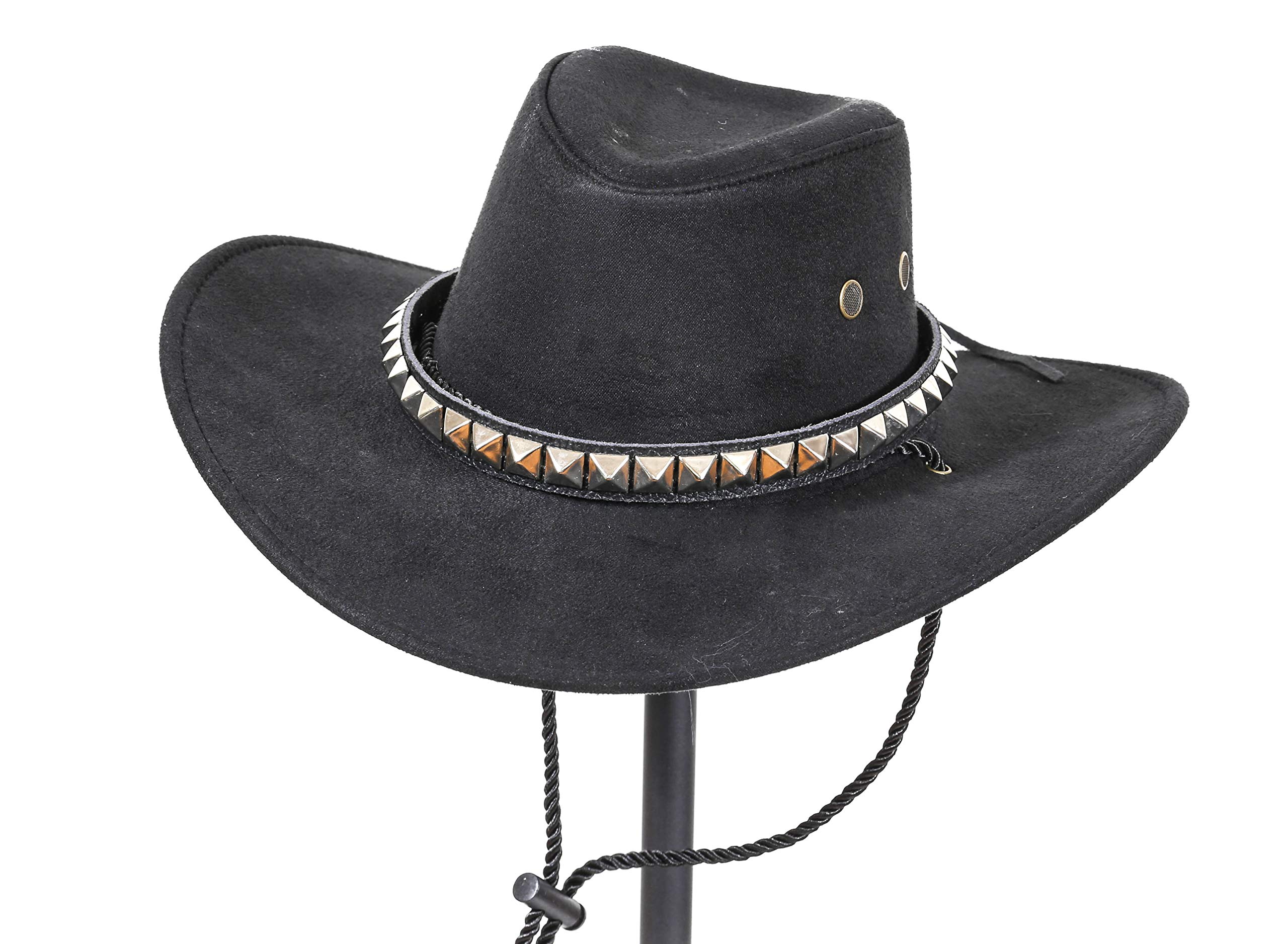 Funk PlusStudded Rock Hat Band for Cowboy Hats Steampunk Punk Tophat Thrash Metal Conch Black