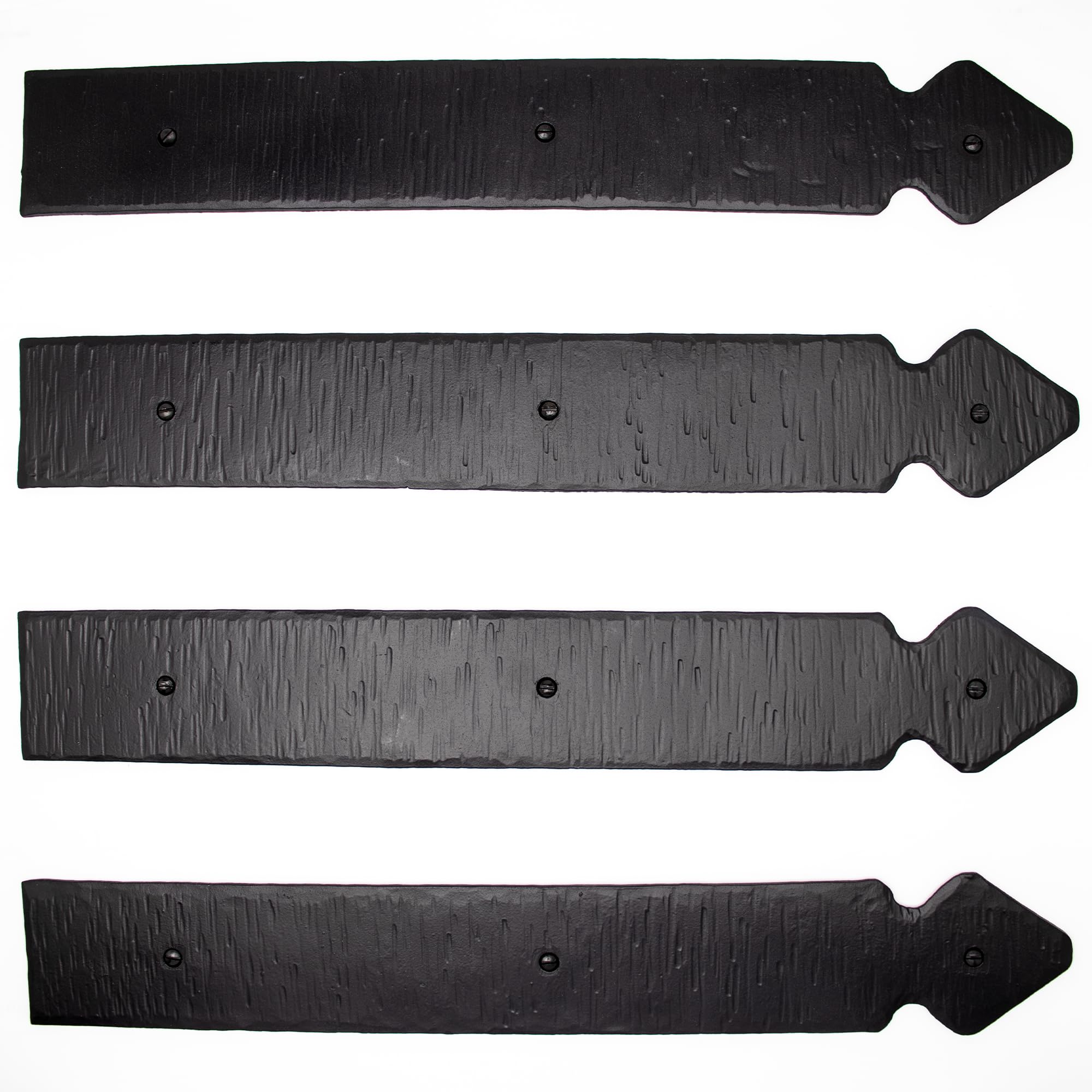 4 Pack 16 inch Faux Door Hinges Black Decorative Strap Hinge Wrought Iron Strap Barn Door Strap Hinges, Farm Gate Hinge, Carriage Door Hardware The Jamestown Series by Borderland Rustic Hardware