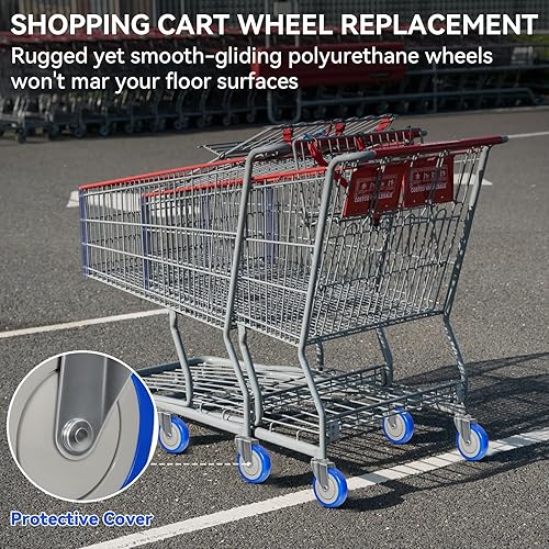 Miniatura 10 de NINOSO Ruedas de alta resistencia de 4 pulgadas, ruedas giratorias con freno de placa bloqueable, ruedas giratorias con rueda de poliuretano para