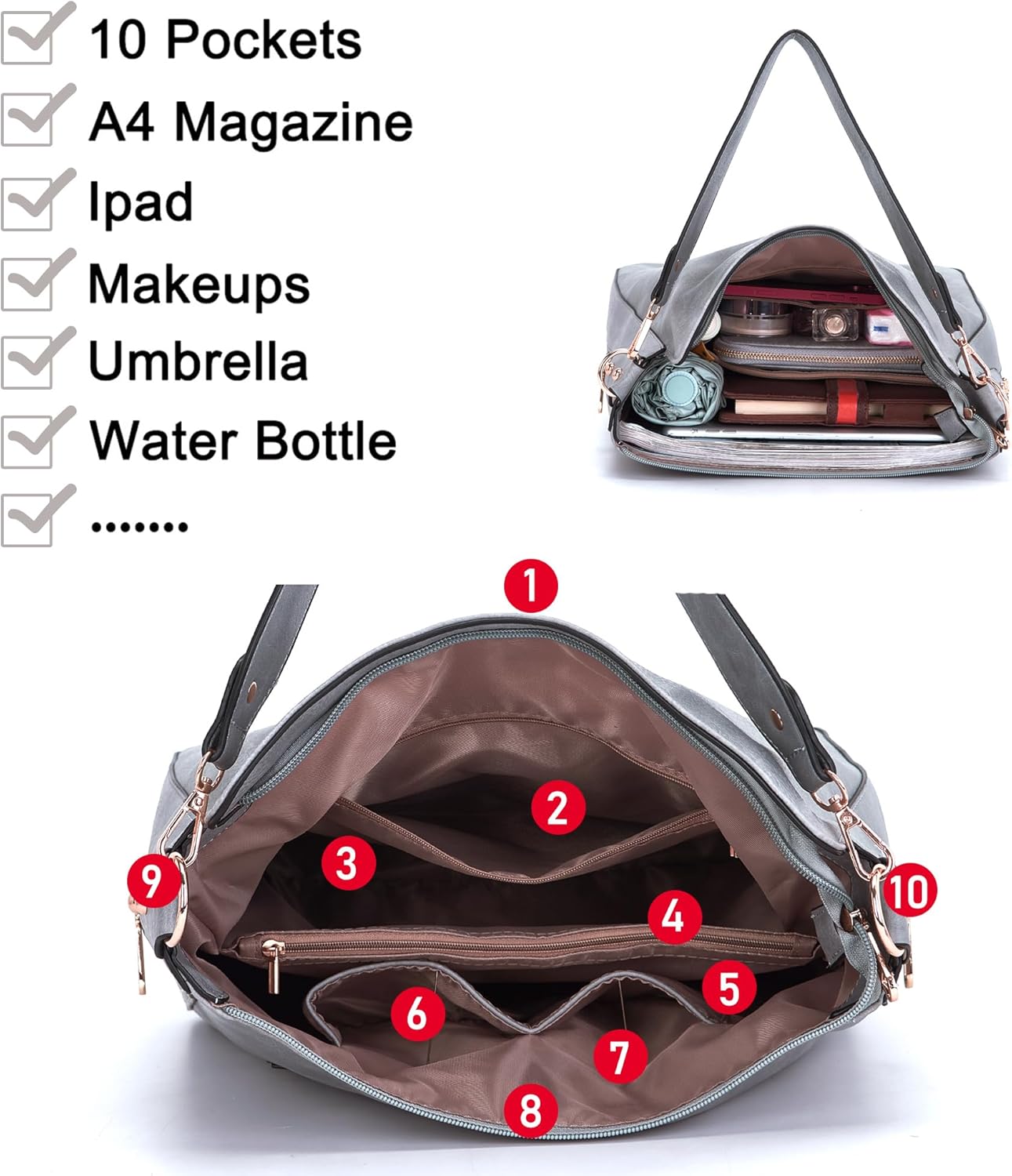 Large Crossbody Purses Set For Women Shoulder Tote Handbags Ladies Hobo Bags With Matching Wallet 4PCS - Image 4