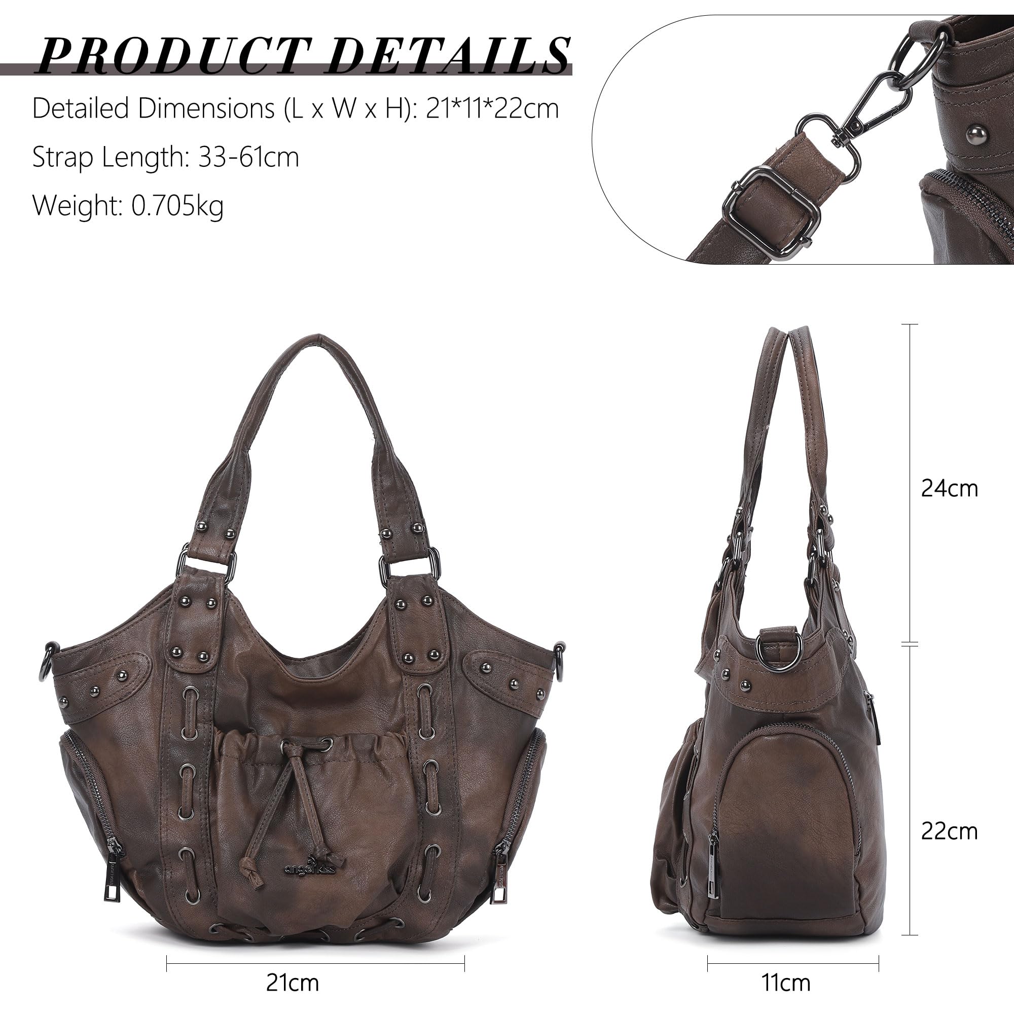 Angel Kiss Borsa Donna Media Tracolla PU Pelle Tote Bag Elegante Ampia e Pratica Impermeabile, Molte Tasche Scomparti, per Lavoro Viaggio Scuola Shopper