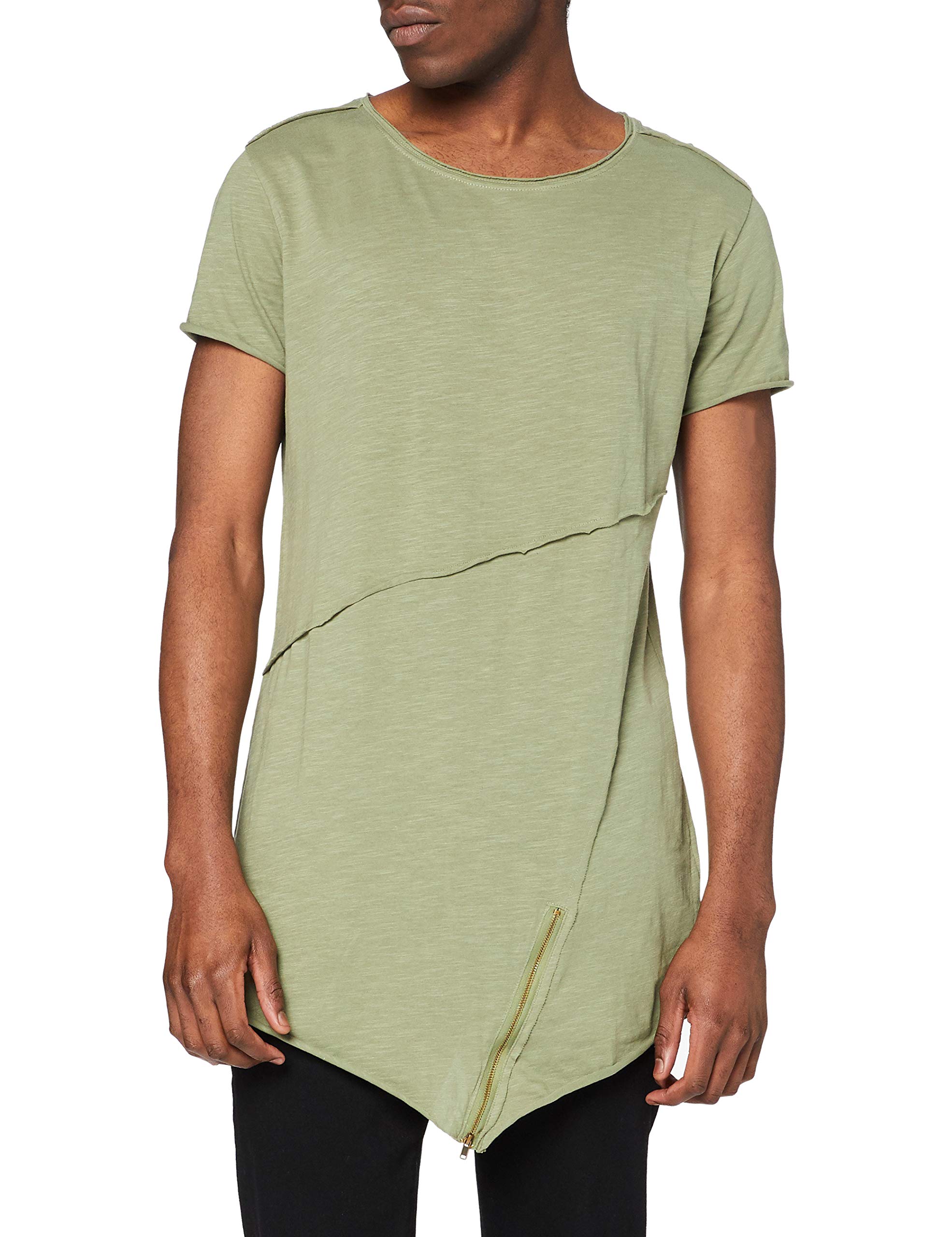 Urban ClassicsMen's Long Open Edge Front Zip Tee T-Shirt (pack of 1)