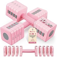 Adjustable Dumbbell Set of 2 1-Sec Quick-Adjust Dual-Lock Design Hand Weights for Women Men Compact No-Roll 10LBS 20LBS
