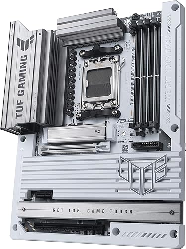 ASUS TUF Gaming B850-BTF WiFi W, Carte mère AMD ATX, 14+2+1 Phases d'alimentation, Fente DDR5, PCIe 5.0 Ready, 3 emplacements M.2, WiFi 7, Realtek 2.5Gb, USB-C, HDMI, DisplayPort, BIOS Flashback et - 3