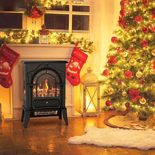 Miniatura 6 de Calentador eléctrico de chimenea de 22 pulgadas, llama ajustable realista 3D, certificado CSA, estufa eléctrica con termostato de 10001500 W,