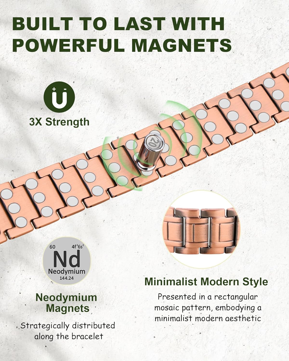 MagEnergy Copper Bracelet for Men, 3X Strength Magnetic Bracelet, 99.99% Pure Copper Jewelry Gift with Sizing Tool - Image 3