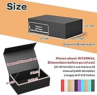 Vista 2 de Caja de Regalo Negra, 9.5x6x3'' Cajas de Regalo para Regalos con Tapas Cierre Magnético Rectangular Plegable para Caja de Propuesta de Padrino