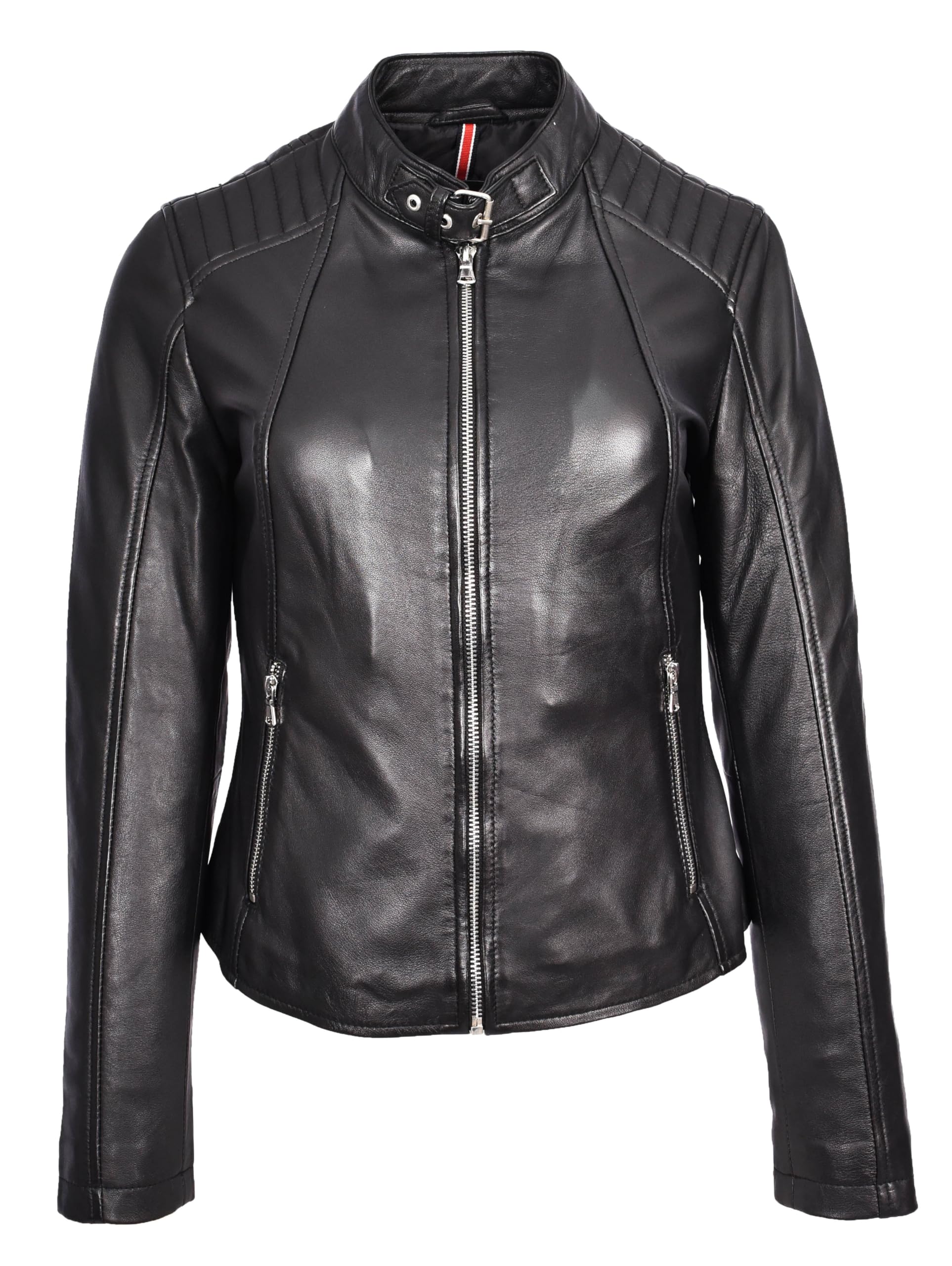 House of Leather Women's Biker Jacket - Leather - Black - Size 14