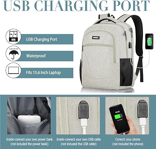 Miniatura 4 de BIKROD Mochila para portátil L19 de 15,6 pulgadas, Beige, 15,6 pulg., Compacto