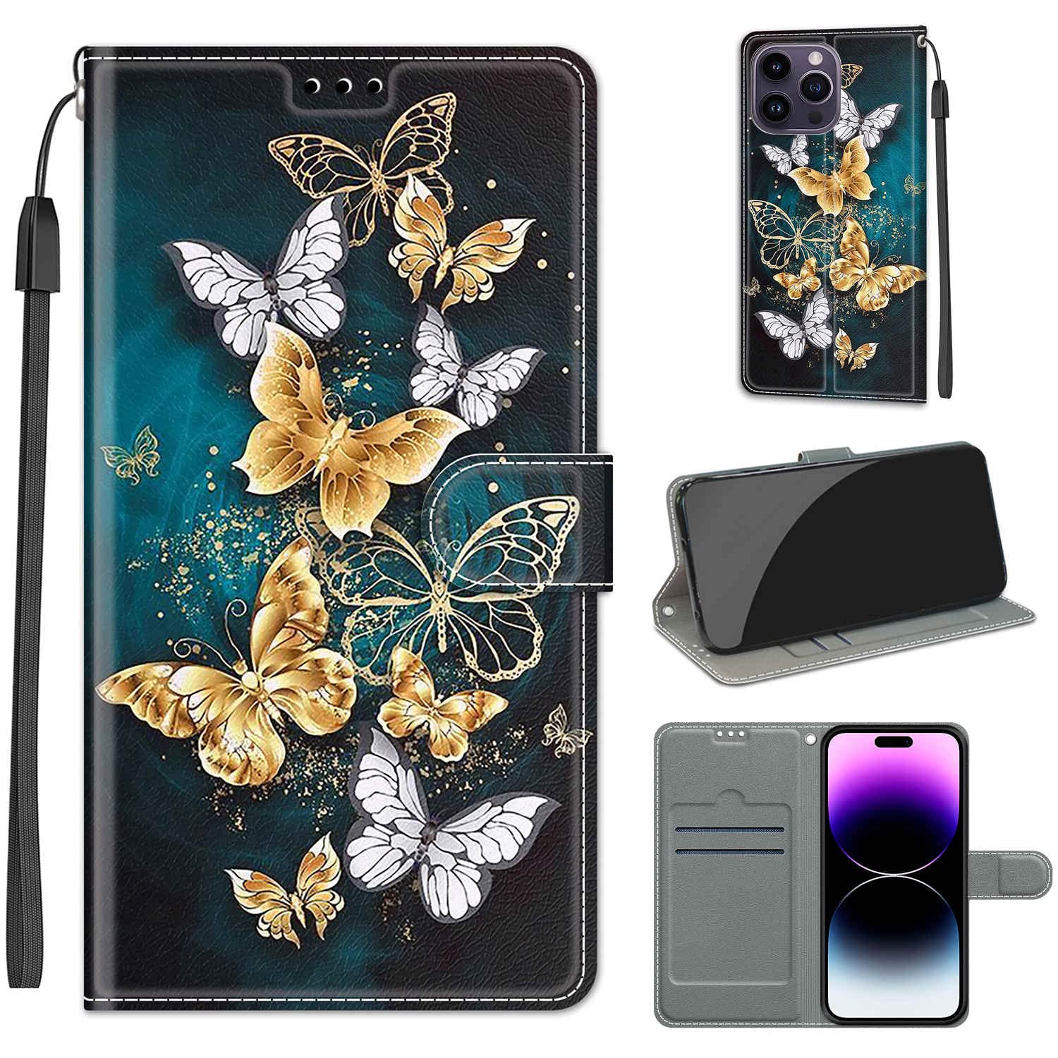 Custodia a portafoglio per iPhone 14 Pro Max con porta carte di credito, sottile e morbida