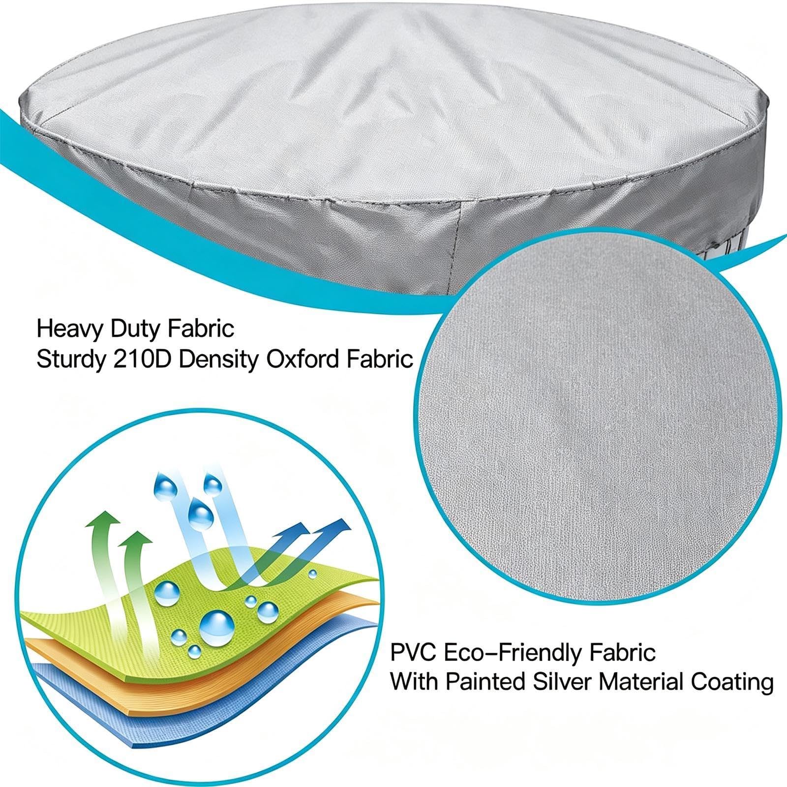 Round Dog Pool Cover Housse Piscine Imperméable Pliable Oxford Housse pour Jardin Imperméable,Gray-144 * 12inches（366 * 30cm）