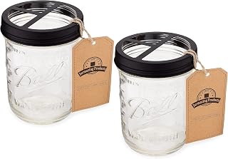 Mason Jar Toothbrush Holder – Black – with 16 Ounce Ball Mason Jar – Made from Rust-Proof Stainless Steel - Two Pack