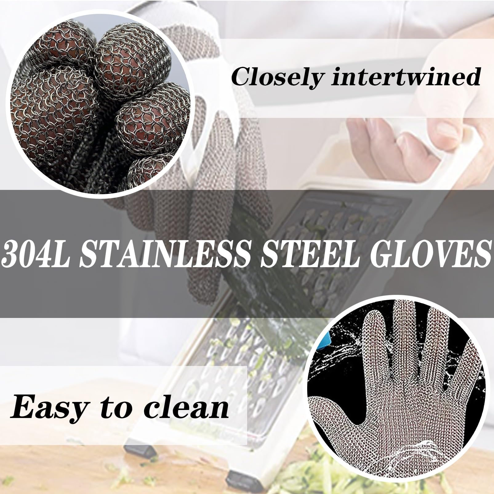 Guantes de Trabajo Anticorte 2 Guantes De Mandolina Anticorte For Sierra De Escritorio, Guantes De Trabajo De Seguridad De Acero Inoxidable Con Pulsera De Nailon Ajustable(XS)