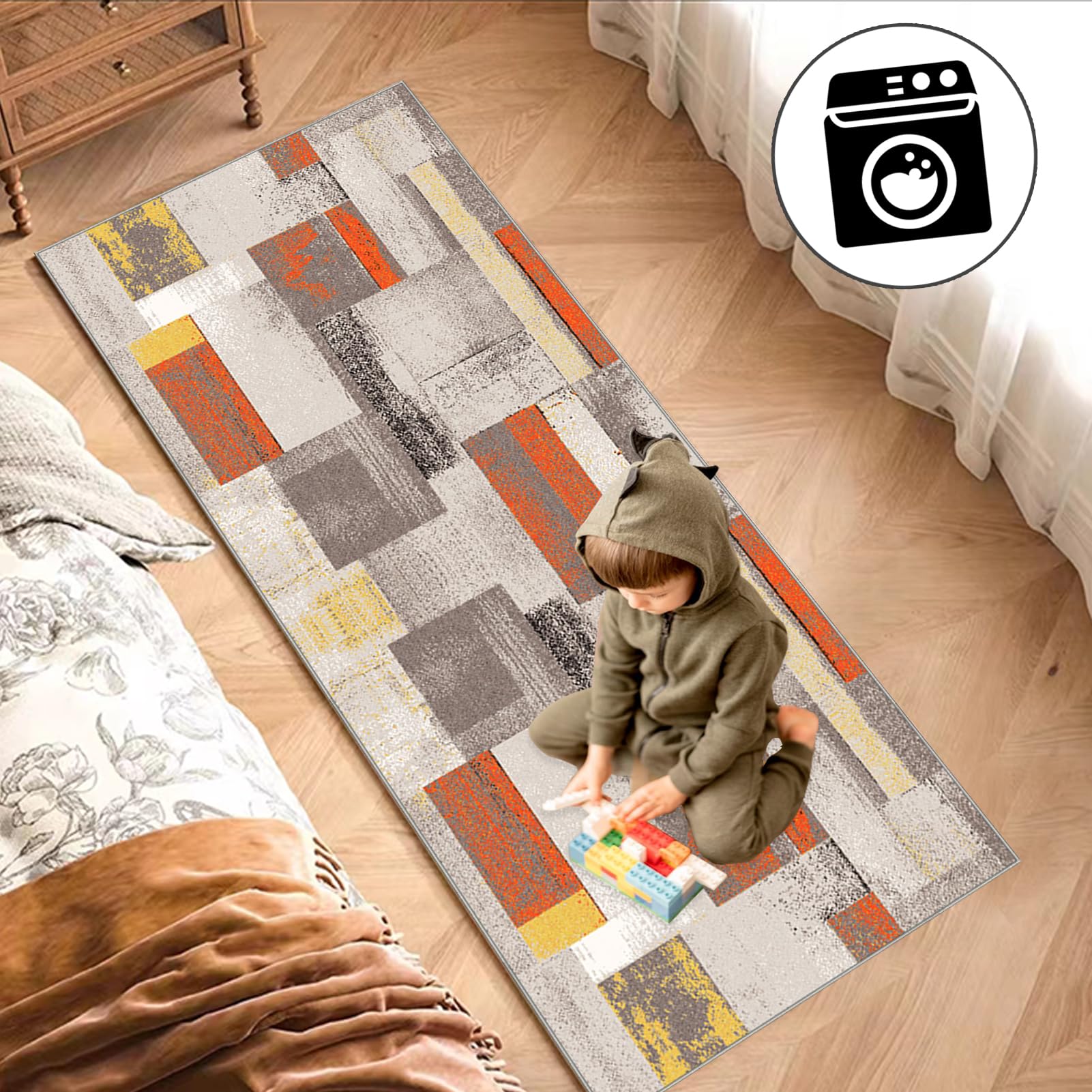 Dywan do korytarza antypoślizgowy dywan kuchenny zmywalny dywan długi korytarz 70 x 420 cm dywan salon krótkie włosy dywan przedpokój wejście wycieraczka długi wąski dywan do jadalni