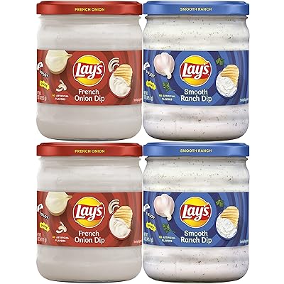 Lays Dip Variety Pack, French Onion & Smooth Ranch, 15 Oz Jars, 4 Count