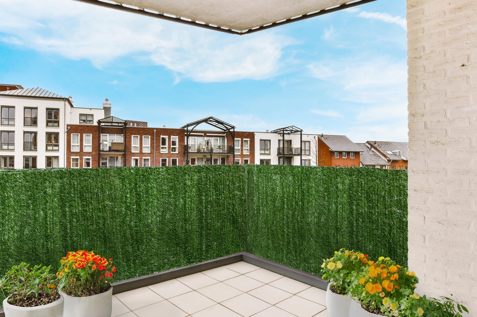 Casanoov Haie Artificielle PICO 5x1,80m - Brise Vue 95% Occultation 129 Brins PVC UV30 - Protection Intimité Jardin Terrasse Balcon - Installation Facile avec Attaches Incluses - Résistante