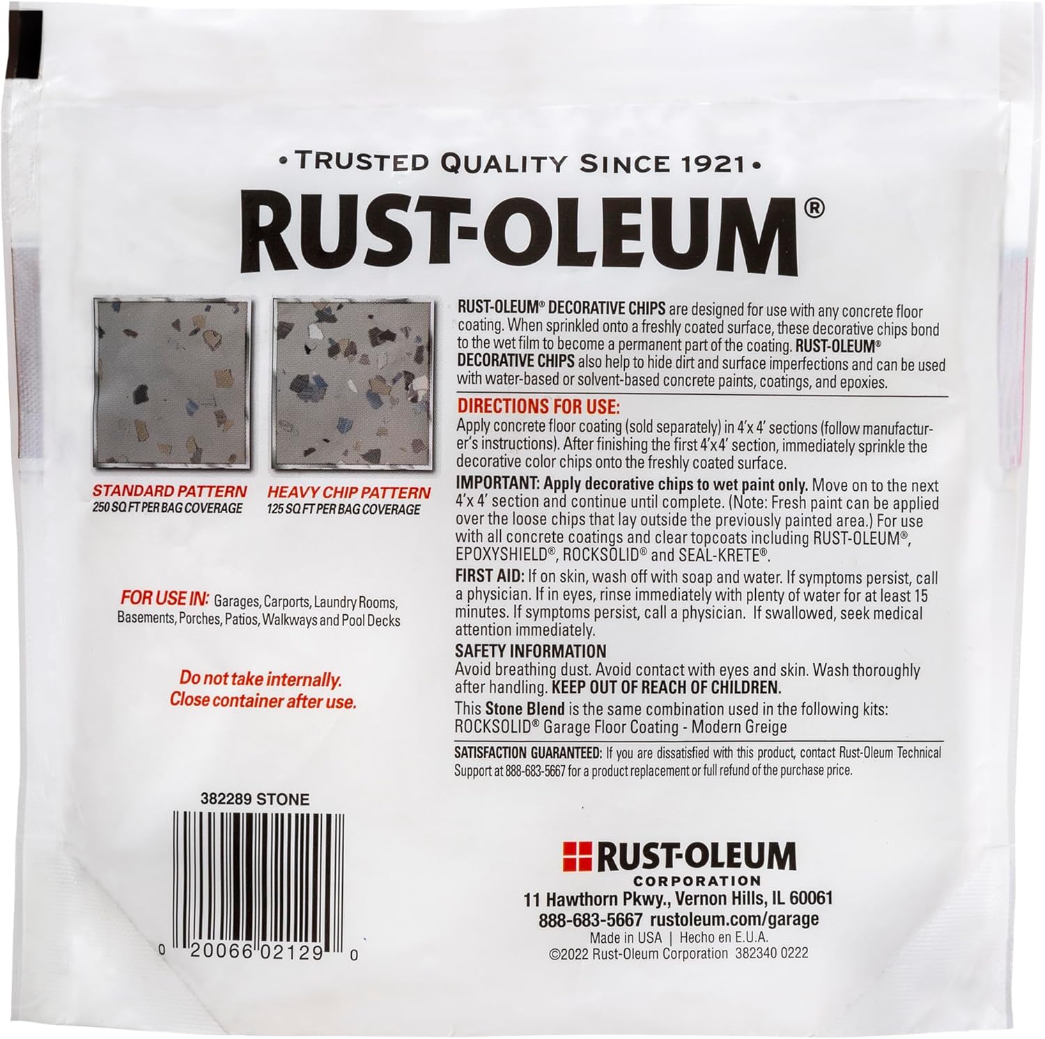 Rust-Oleum 382289-6PK Decorative Color Chips, Stone Blend, 1 lb, 6 Pack