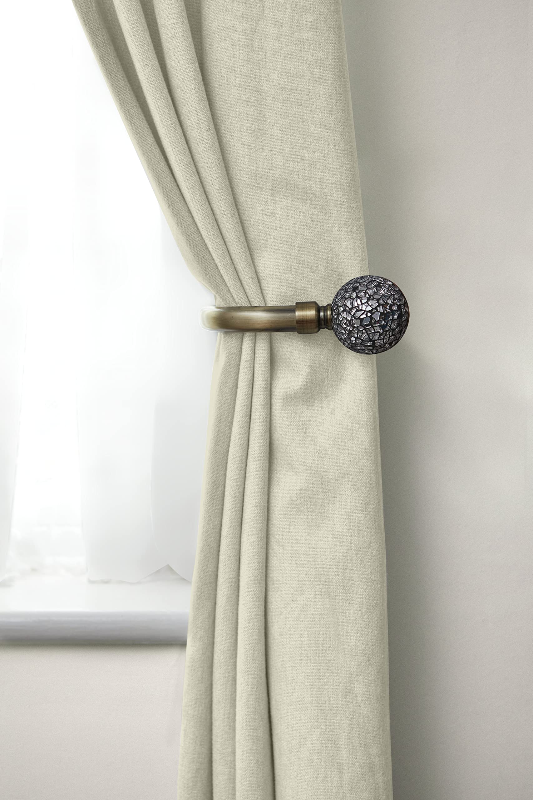 Emma Barclay Antique Brass Cut Glass - Pair Of Holdaback Tiebacks With End Finials In - 20Cm