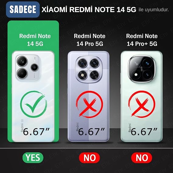 Ehr. Xiaomi Redmi Note 14 5G ile Uyumlu Darbe Önleyici Sararmaya Dayanıklı Airbag Korumalı Ultra Slim TPU Şeffaf Silikon Kılıf