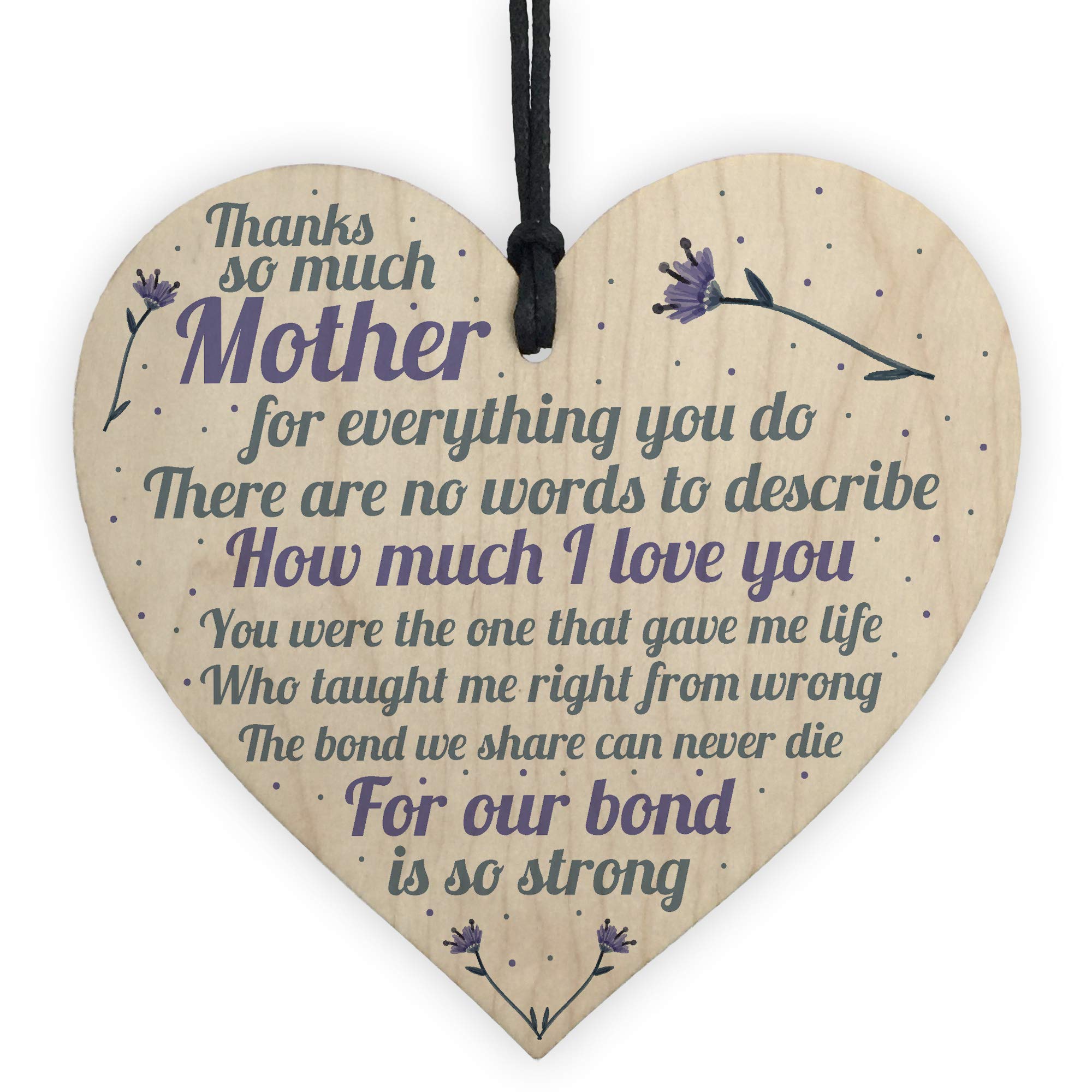 Red Ocean Thank You Mum Gifts Wooden Heart Plaque Cute Mother Mums Sign Daughter Baby Bump Gifts New