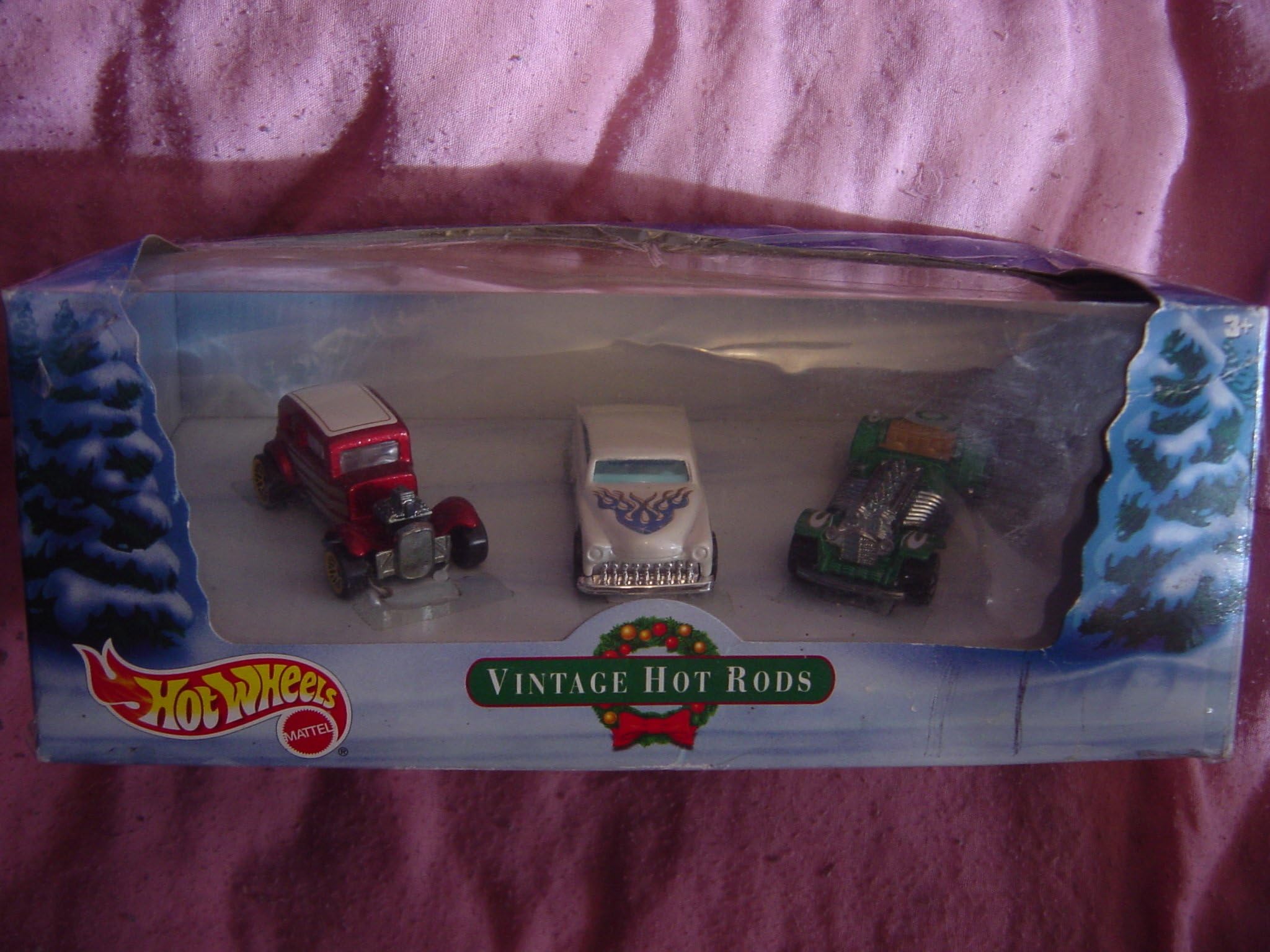 Hot Wheels 2000 - Mattel Vintage Hot Rods - Holiday Set - Ford Vicky / Purple Passion / Sweet 16 - Box & Cars Mint - New - Collectible - Out of Production