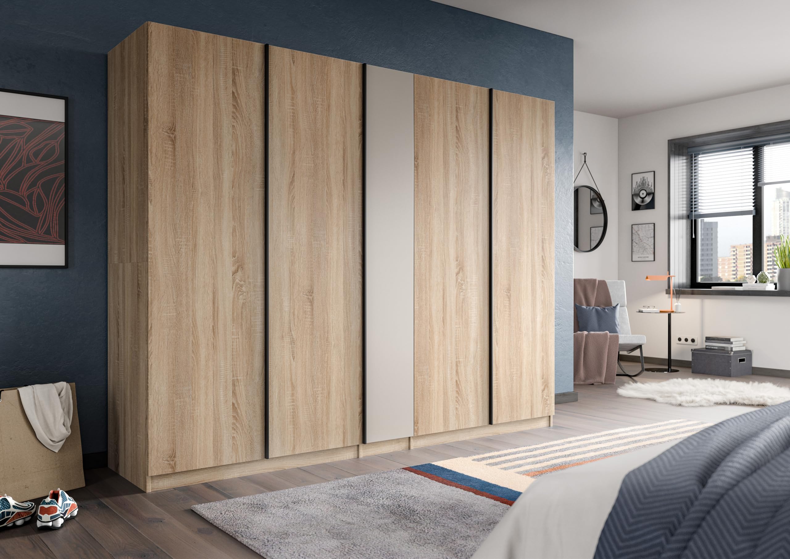 xonox.home – Schubkasteneinsatz Oakland 97x47x48 cm in Sonoma Eiche und Kaschmir Nachbildung – Praktischer Einschub für 5-TRG. Kleiderschrank – Ideale Ergänzung für mehr Ordnung