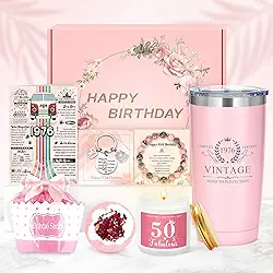 Presentes de aniversário de 50 anos para ela, presentes de feliz aniversário de 50 anos para mulheres, presente exclusivo para mulher de 50 anos, presente fabuloso para mulheres, decorações de 50 anos