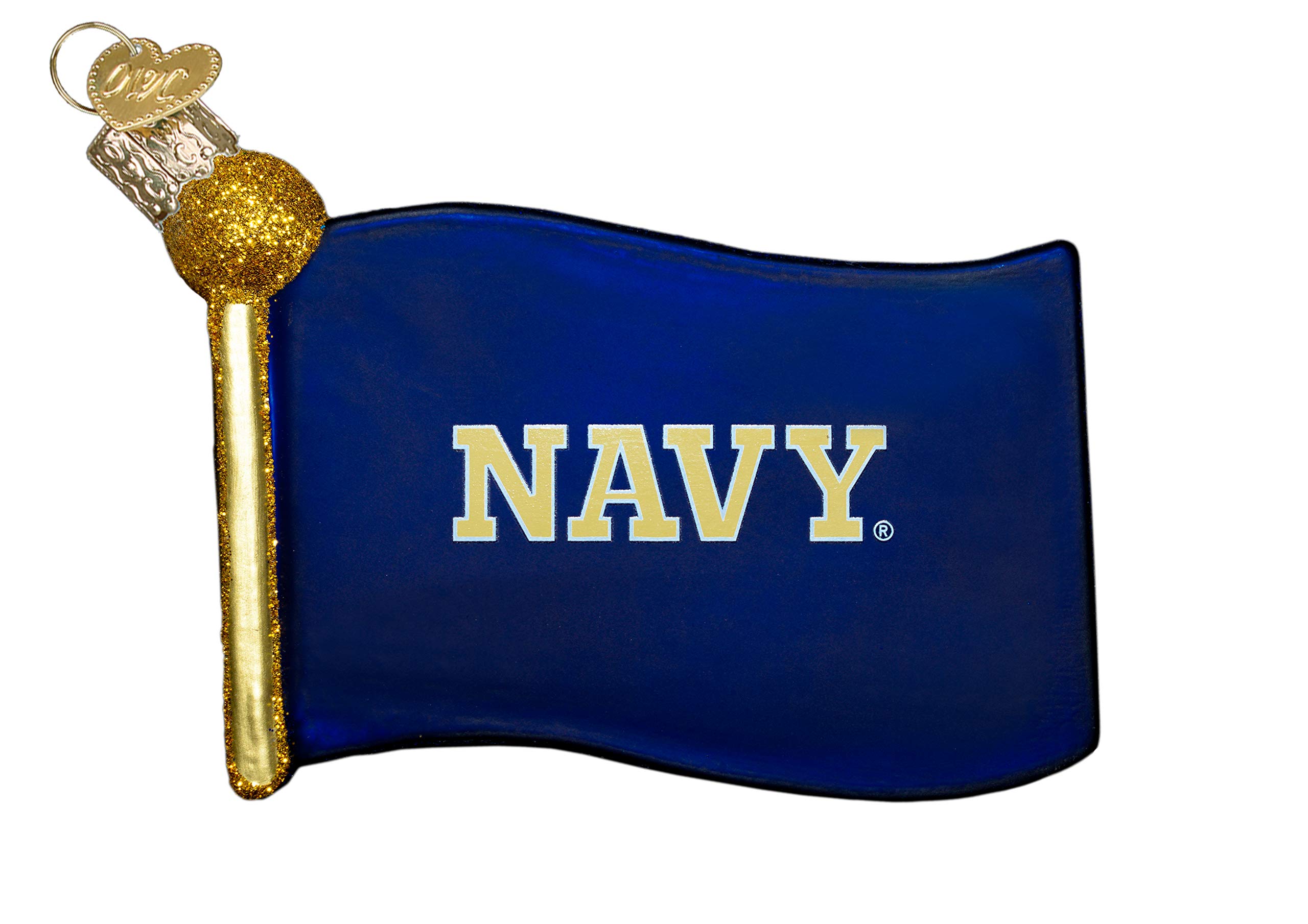 Navy Flag Glass Blown Ornament ornement robuste verre brillant sapin