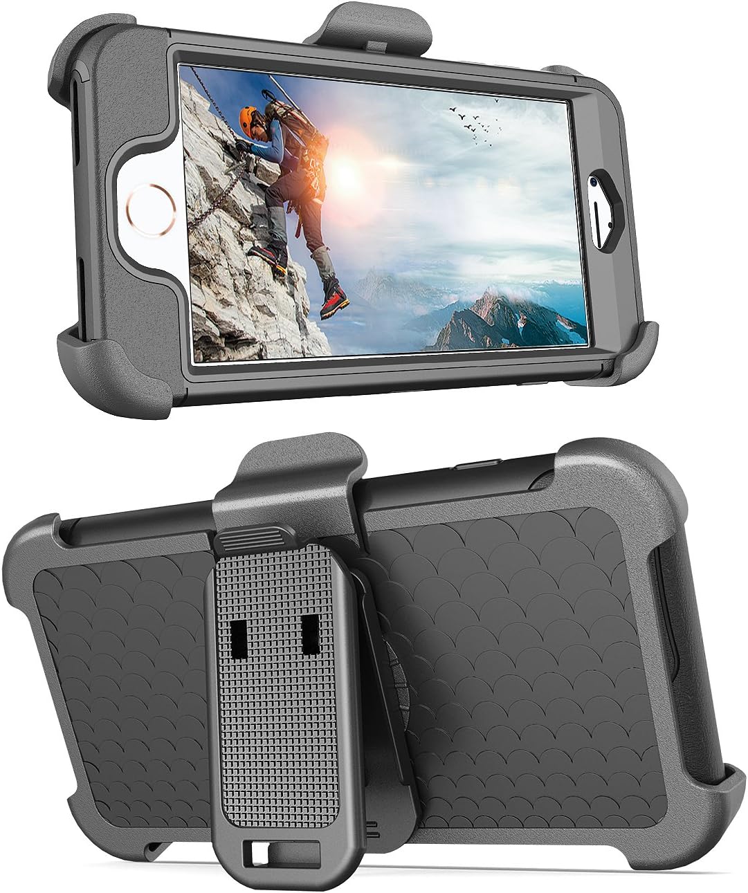 iPhone 8 Plus Case, iPhone 7 Plus Case Belt Clip, BENTOBEN Heavy Duty Full Body Rugged Shockproof Kickstand Holster Cover Hybrid Hard PC Protective Phone Case for iPhone 8 Plus/iPhone 7 Plus, Black