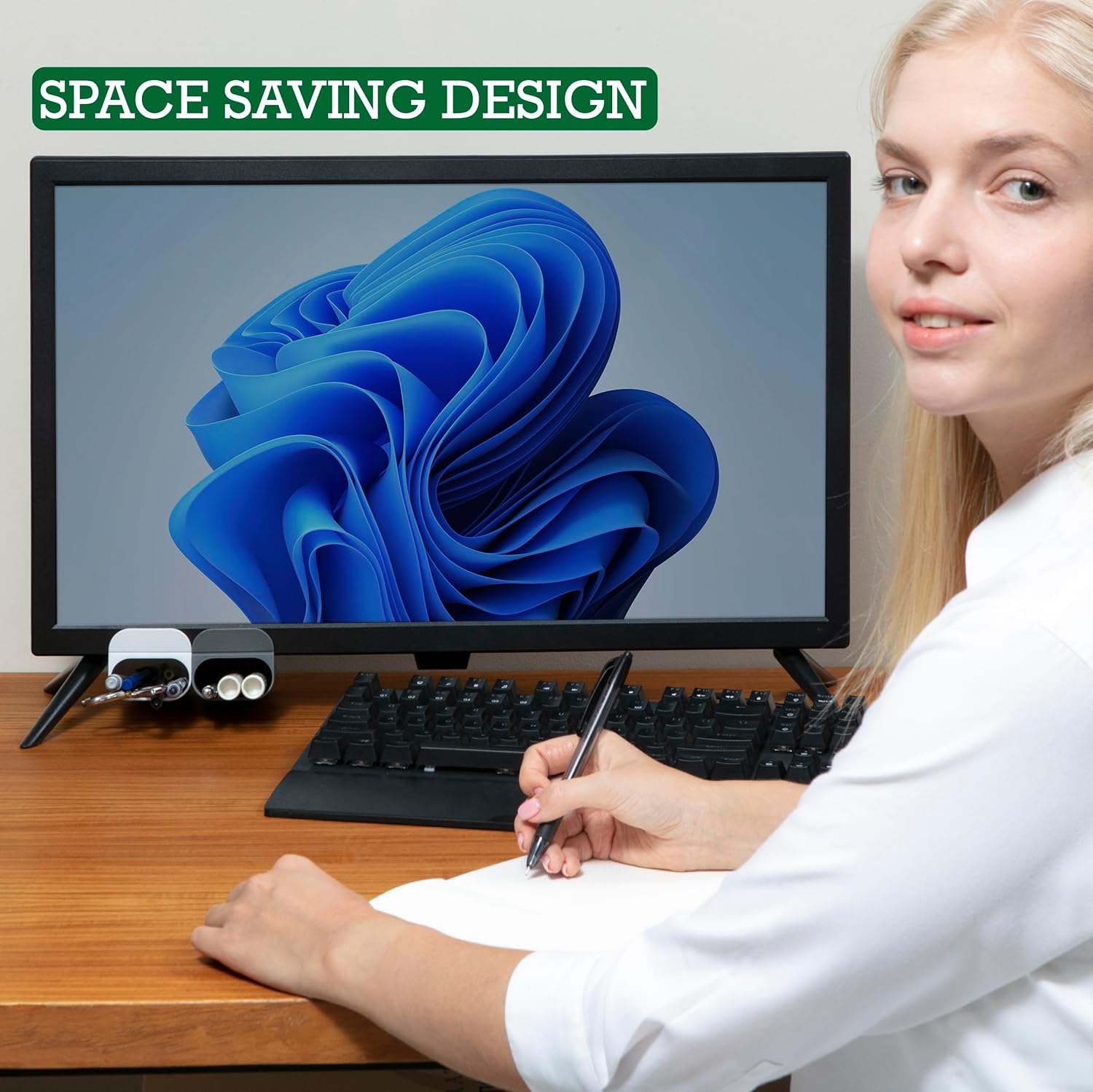 2 Pack Deskside Pen Holder - Optimize Your Space with Our Attachable Pencil Holder for Desk - Desk Pen Holder with Self-Adhesive and Rotatable Attacher - Image 7