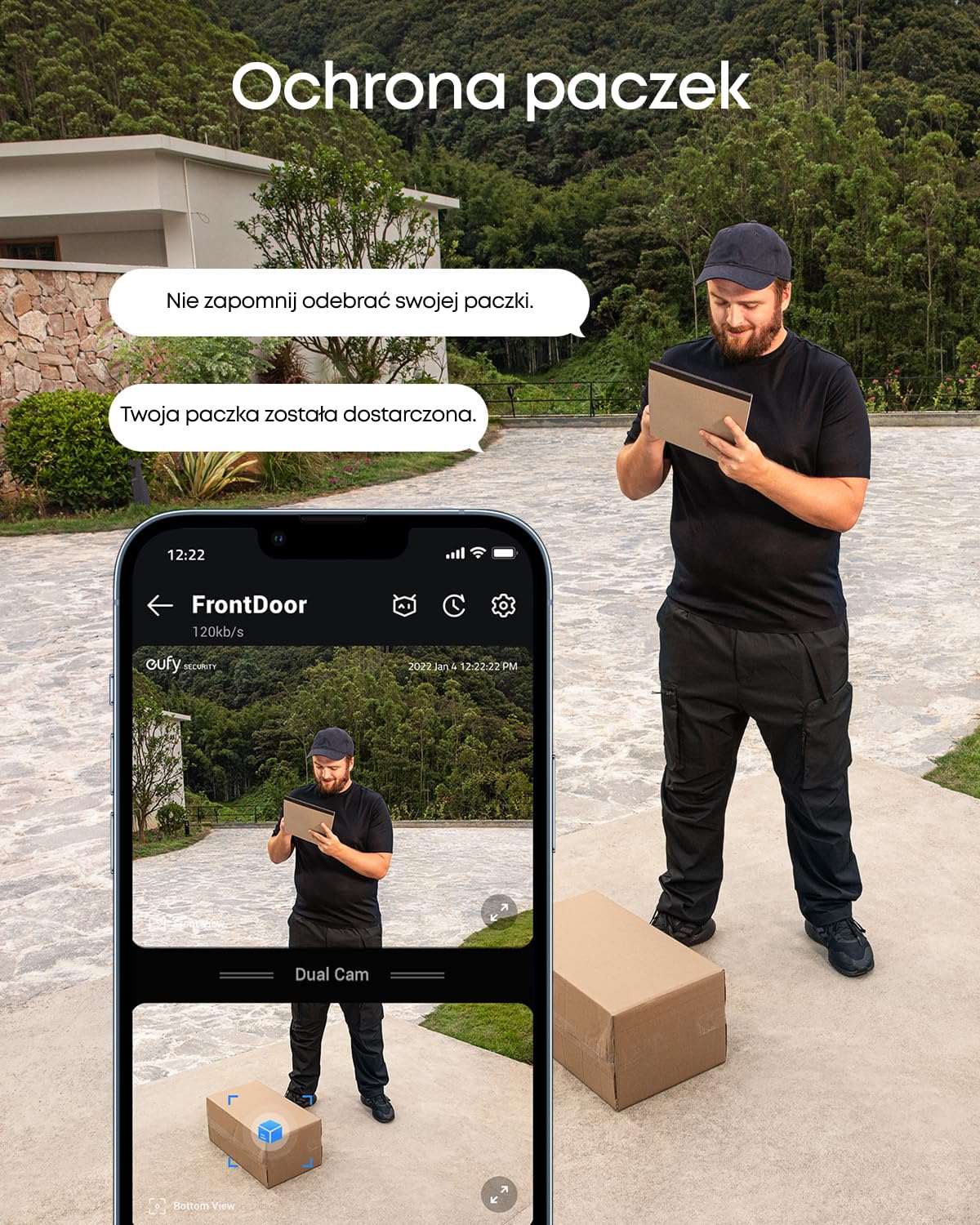 eufy Security Video Doorbell S330 Dual Camera (z baterią), dodatkowa kamera, dzwonek do drzwi zasilany akumulatorem, czujnik ruchu, rozpoznawanie paczek, 2K HD, bezpłatne użytkowanie