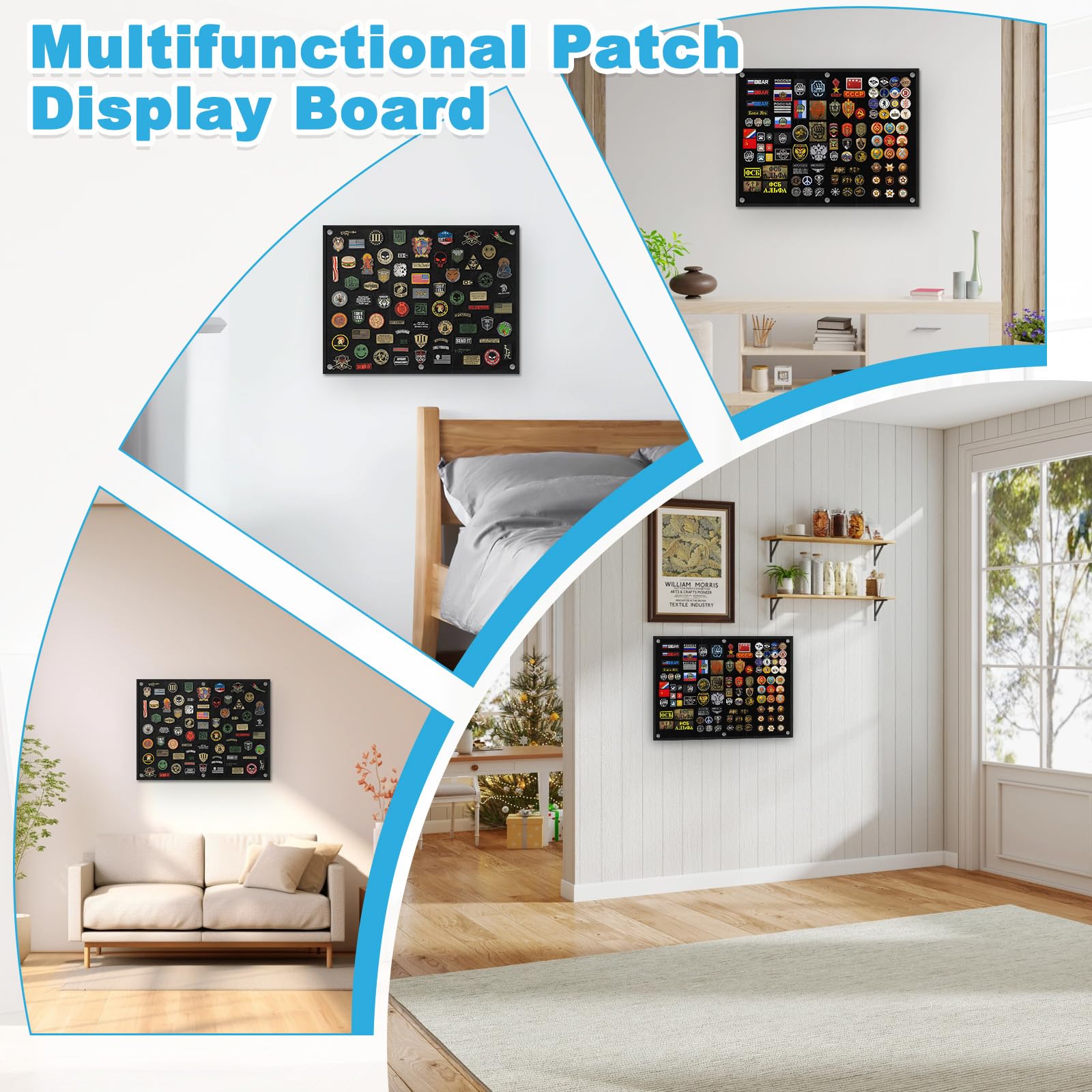 Pannello Espositore Toppe 85x70cm con 6 occhielli, Pannello Raccolta Patch Militari Tattici, Supporto Board Display Tactical Military Parete Pieghevole per Adesii Badge, Francobolli, Timbro