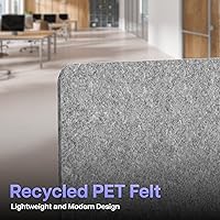 Vista 4 de ReFocus - Divisor acústico de escritorio sin procesar, panel de privacidad PET que reduce el ruido para oficinas, pantalla de escritorio con Gris