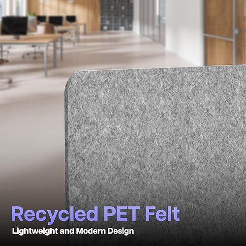 Miniatura 4 de ReFocus - Divisor acústico de escritorio sin procesar, panel de privacidad PET que reduce el ruido para oficinas, pantalla de escritorio con Gris