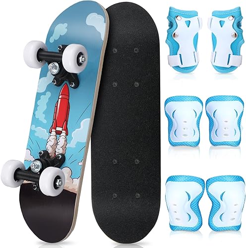 Vista 18 de Honoson Juego de 7 piezas de monopatín para niños pequeños, rodilleras, coderas, muñequeras