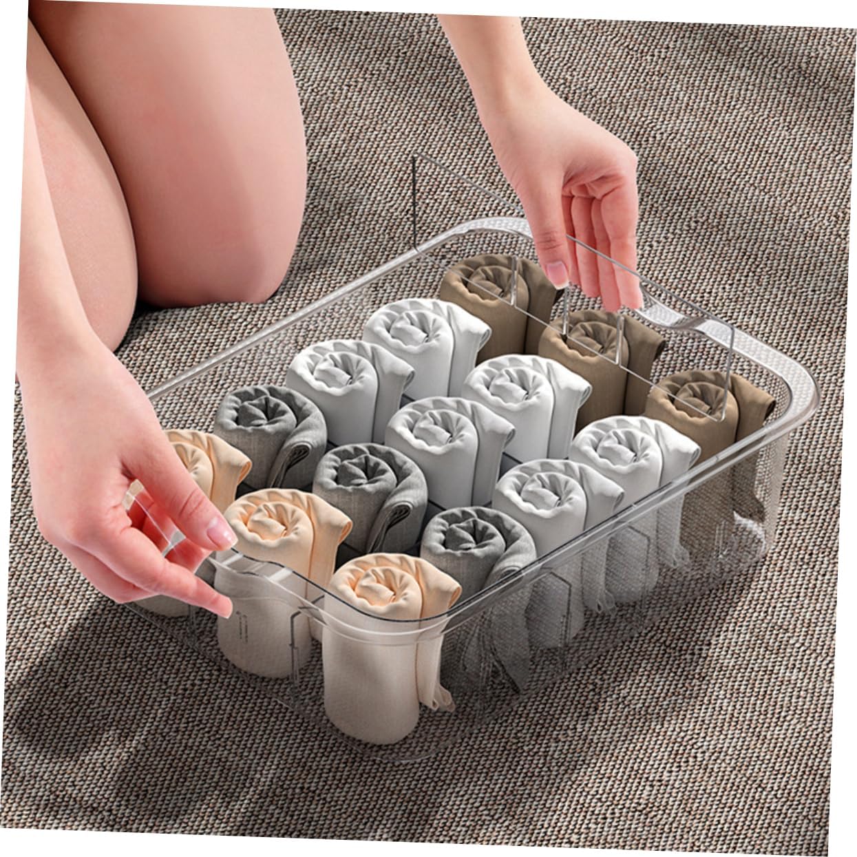 VALICLUD Compartment Transparent Drawer Type Underwear and Sock Organizer Box Closet Storage Container for Underwear Socks Accessories Dustproof Multi Grid Storage