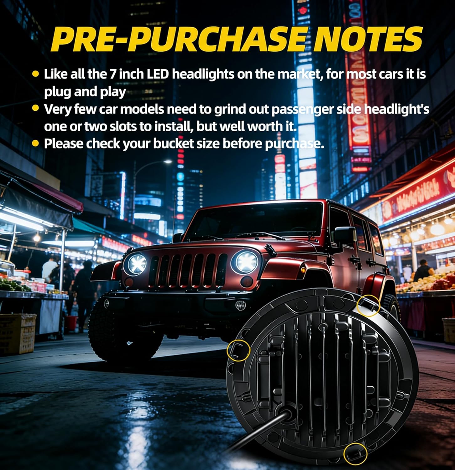 7-inch laser circular headlights and 4-inch angel eye new fog light combination, suitable for Jeep Wrangler JK JKU LJ CJ TJ 1997-2018 JKU and other vehicle accessories
