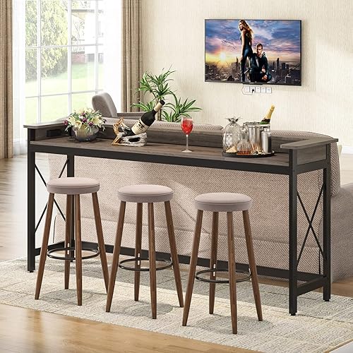 Miniatura 3 de Tribesigns Mesa de sofá con tomas de corriente y puertos USB, mesa consola extra larga de 70.9 pulgadas detrás del sofá con estación de carga, mesa