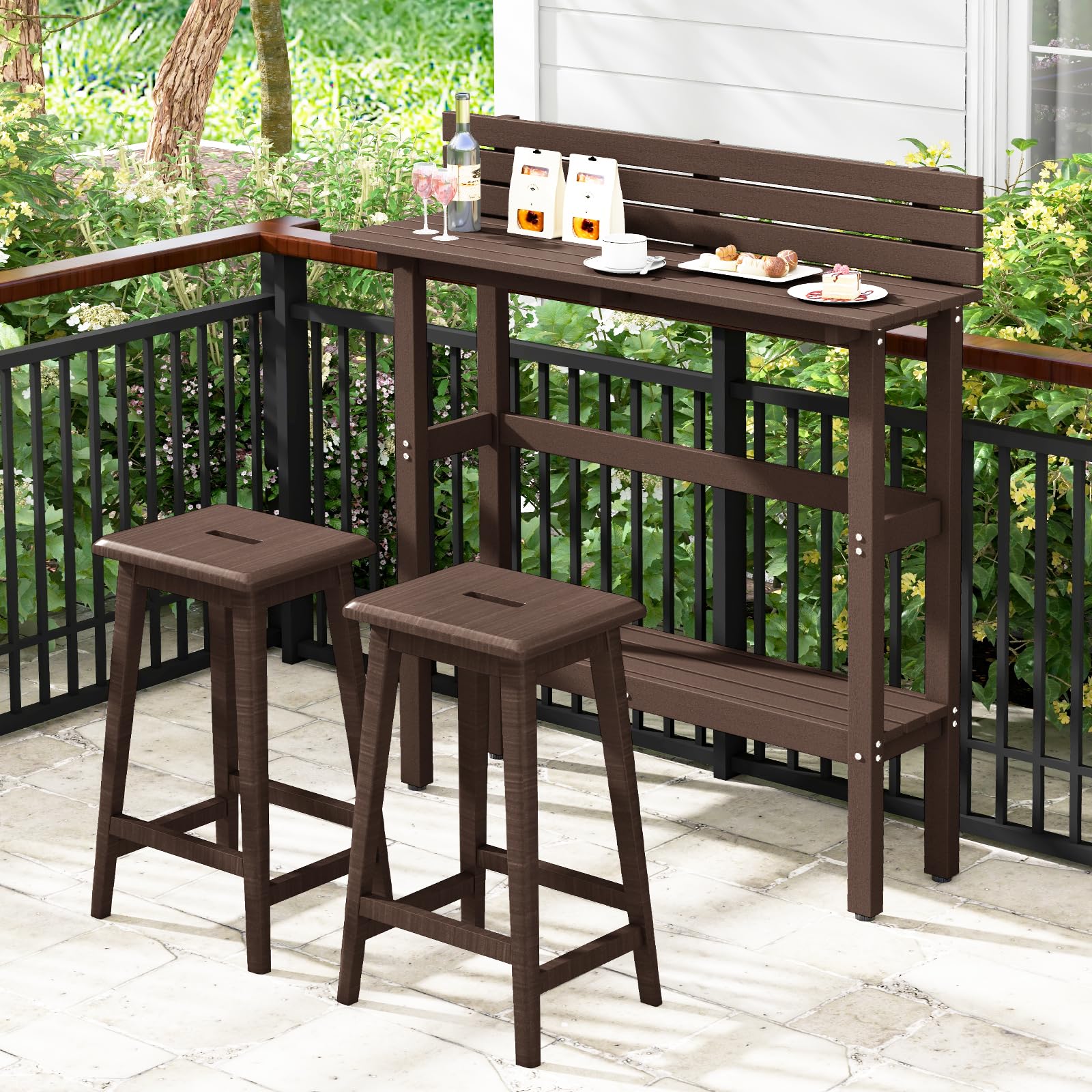Tangkula Outdoor Bar Table, 48 Inch Patio Pub Height Table with