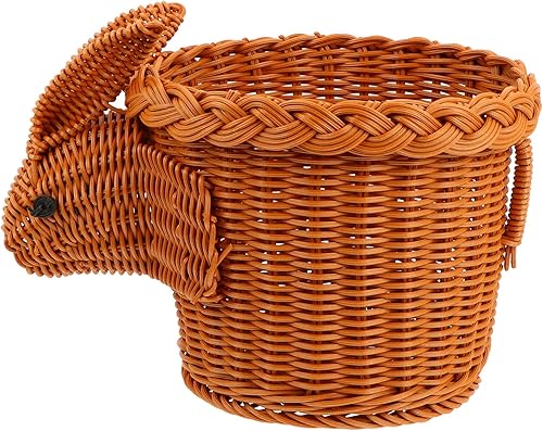 Miniatura 10 de Cesta de Pascua de NUOBESTY con diseño de conejo, cesta de Pascua y caramelos, para guardar decoraciones de Pascua (beige, talla L)