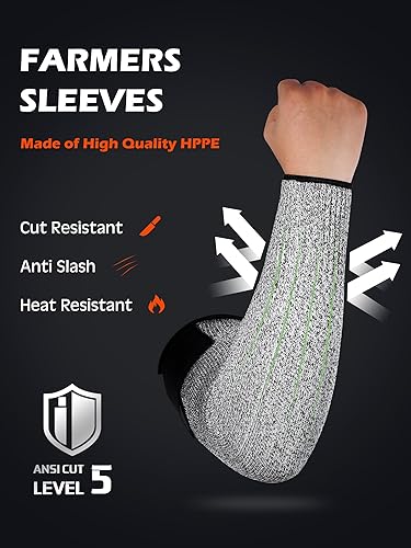 Miniatura 3 de ramede 2 pares de mangas resistentes a los cortes protectores de brazo con correa ajustable para antebrazo para hombres y mujeres