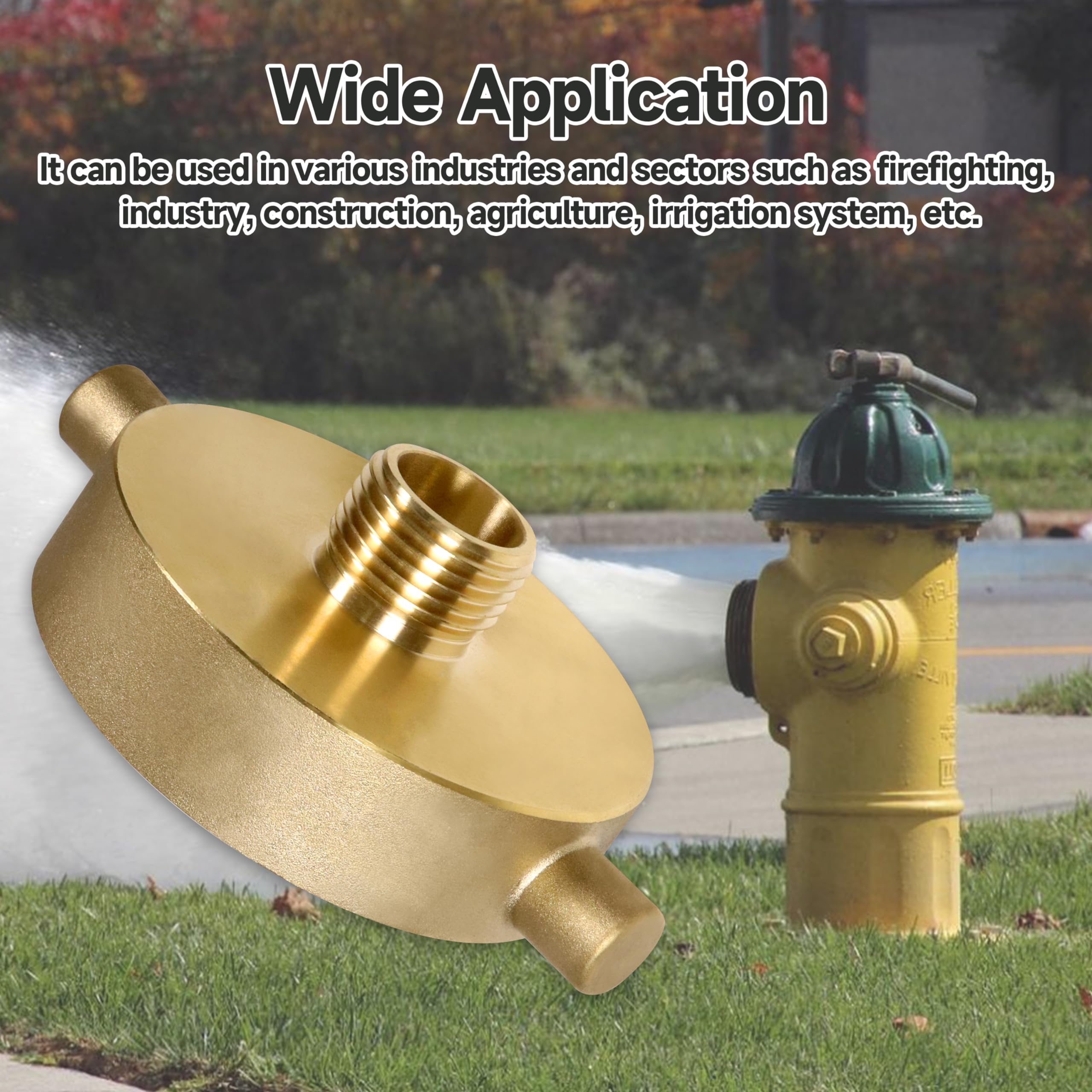 Adaptador de boca de incendios NH NST hembra x 2 pulgadas NPT macho, adaptador de manguera de boca de incendios, equipo de fuego de latón para manguera de fuego o hidrante con lengüetas de