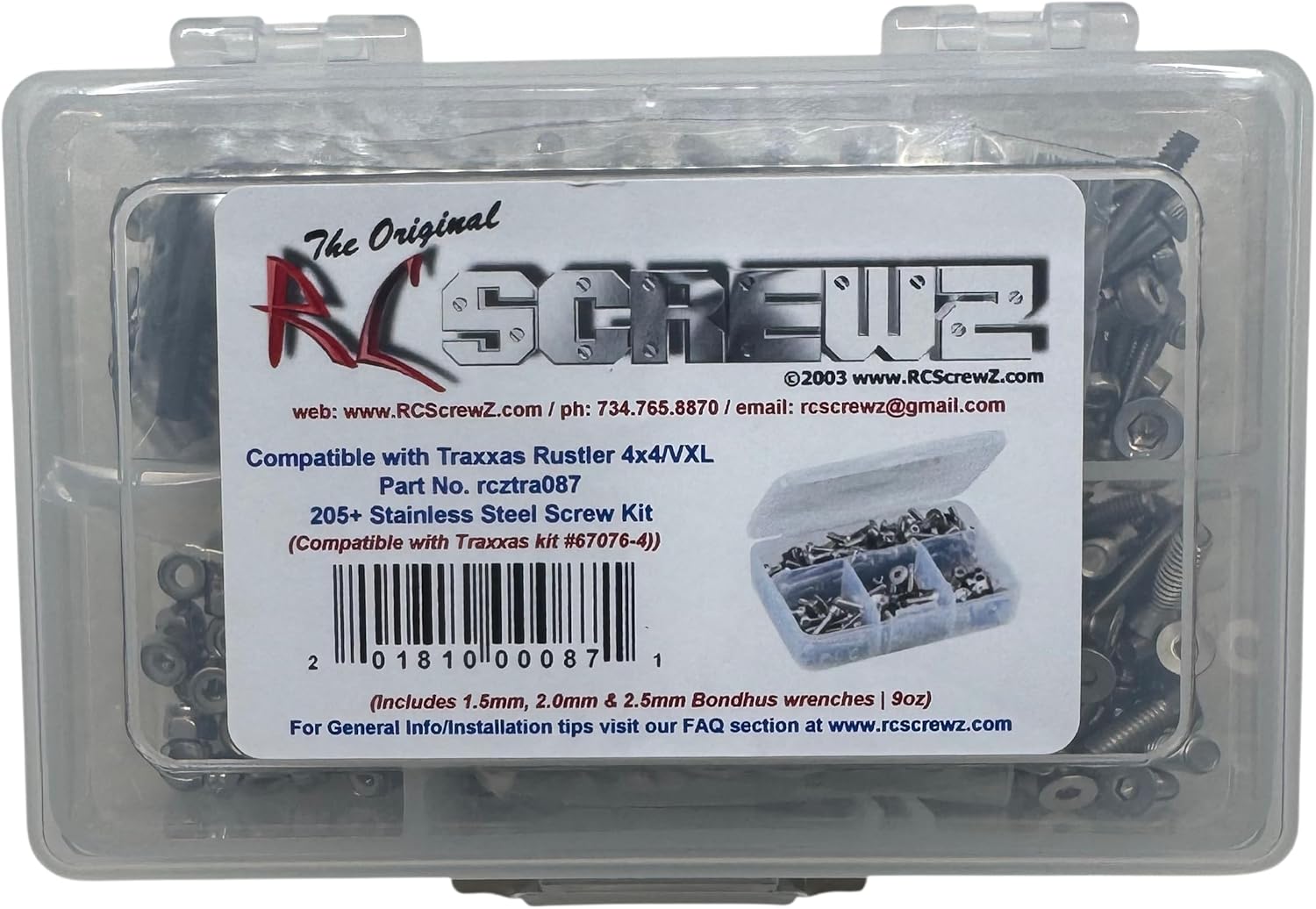 RC Screwz Stainless Steel Screw Kit tra087 Compatible with Traxxas Rustler 4x4 / VXL (67076-4)