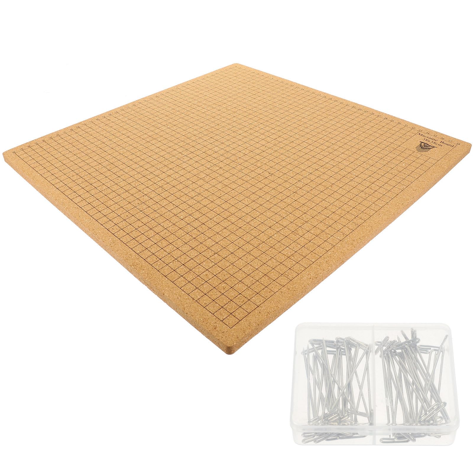 Genérico Kit de Tablero de Macramé y Alfileres en T de Acero Inoxidable con Cuadrícula de Corcho para Proyectos de Anudado y Manualidades de Pulseras